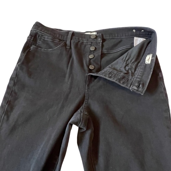 Madewell 10” High Rise Button Fly Jeggings Blown Out Knees 31P Black - Picture 7 of 16